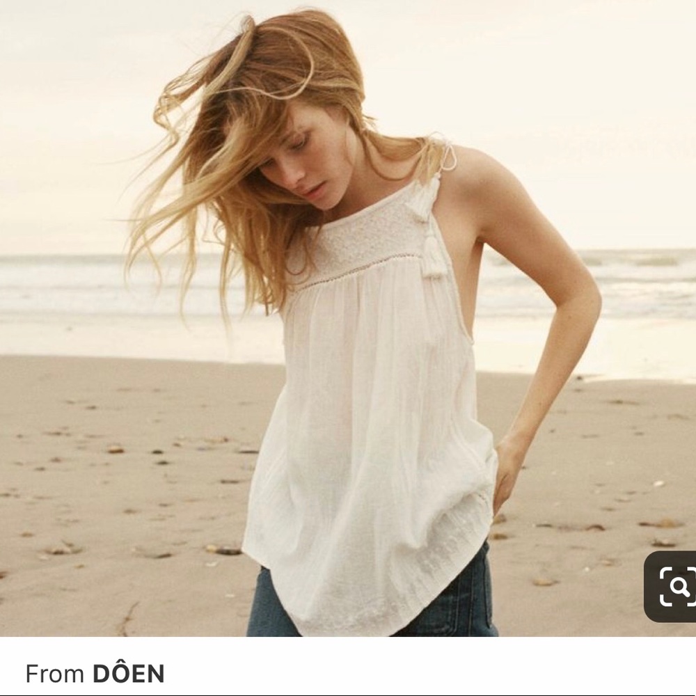 DOEN Yucca Embroidered Top in off white size medium